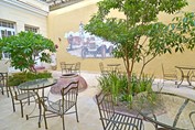 courtyard with greenery and furniture