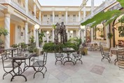 courtyard with furniture and greenery