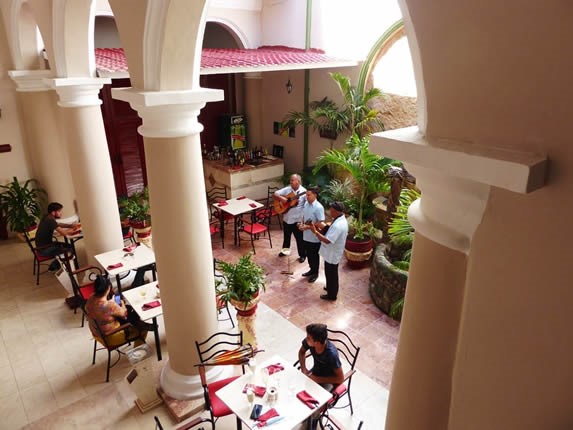 Aerial view of restaurant patio