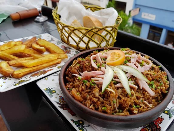 restaurant dishes served on the balcony