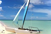 catamaran on the shore of the beach