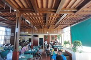 restaurant with wooden ceiling in the hotel