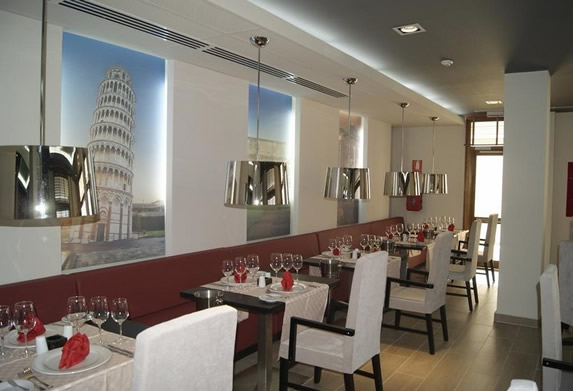 restaurant with decorative photographs