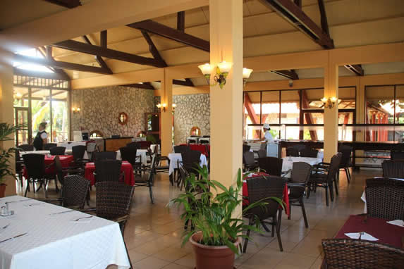 restaurant with furniture and table linen