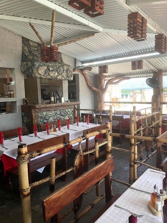 restaurant with city view and tile roof