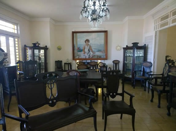 Wooden furniture inside the museum