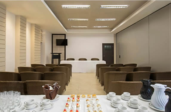Meeting room with coffee table and snacks