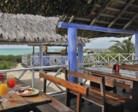 snack bar de la playa con techo de guano 