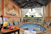 indoor Jacuzzi set with candles and flowers