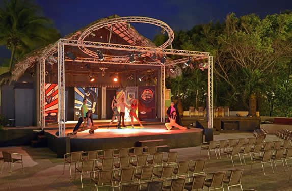 theater with outdoor stage and lights