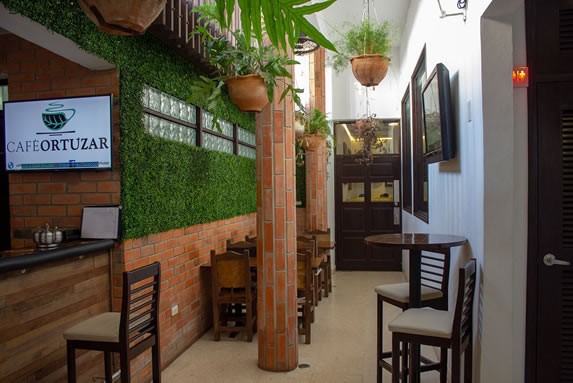 View of the terrace of Cafe Ortúzar