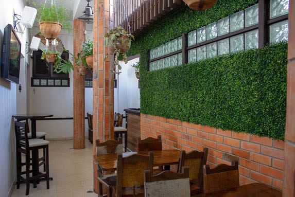 Terrace with greenery at Cafe Ortúzar