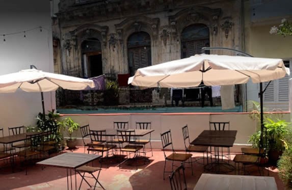 outdoor terrace at the artists' cafe