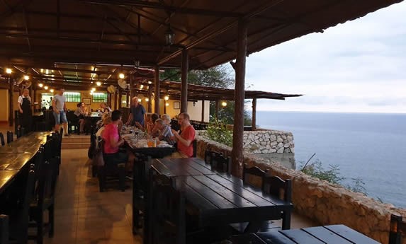 wooden roof furniture with ocean view