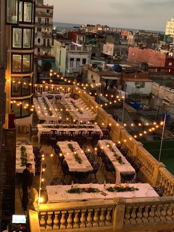 Aerial view of restaurant terrace