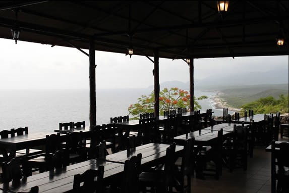 wooden roof furniture with ocean view