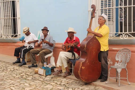 musical group in the city streets