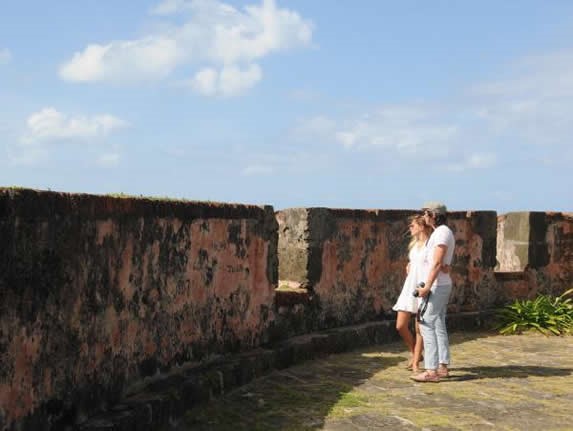 tourists in the viewpoint of the fortress