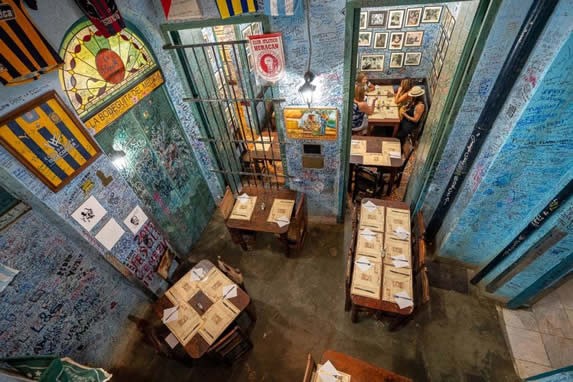 Aerial view of the interior of the restaurant