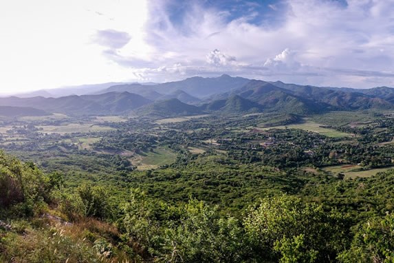 aerial view of the valley full of vegetation