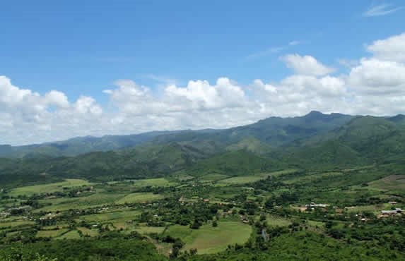 aerial view of the valley full of vegetation