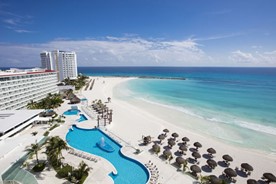 Aerial view of the Krystal Cancun hotel