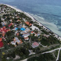 aerial view of the hotel facing the sea