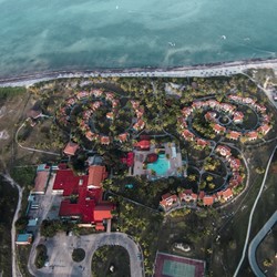 aerial view of the hotel facing the sea