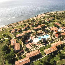 aerial view of the hotel facing the sea