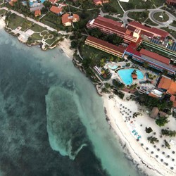 aerial view of the hotel by the sea