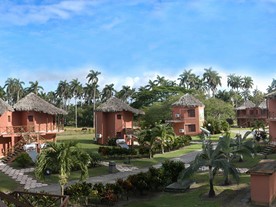 aerial view of the cabins with guano roof