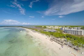 aerial view of the hotel by the sea