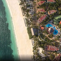 aerial view of the beachside hotel