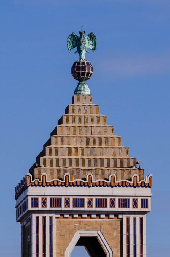 View of the details on the building facade