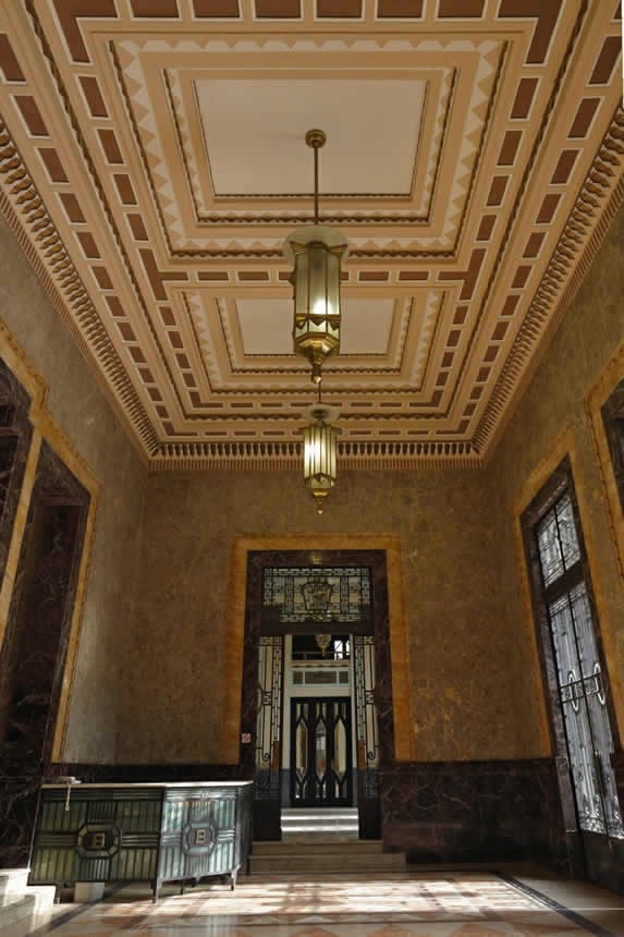 Detailed view of the ceiling inside the building