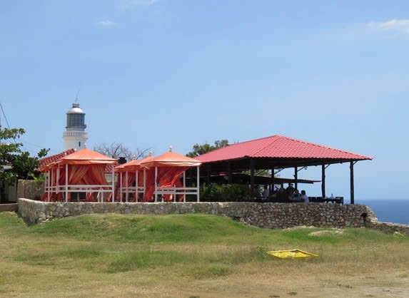 red tile terrace next to the cliff