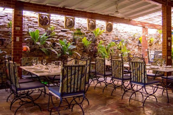 Brick wall in the courtyard of La Fontana