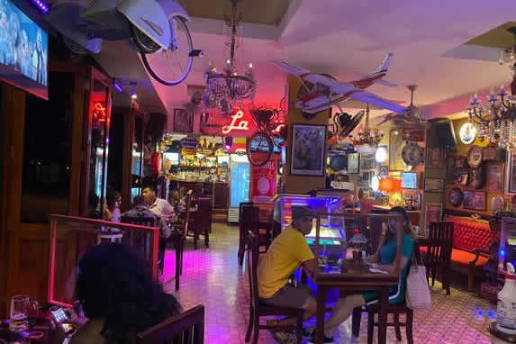 View of the interior of the restaurant La Vitrola