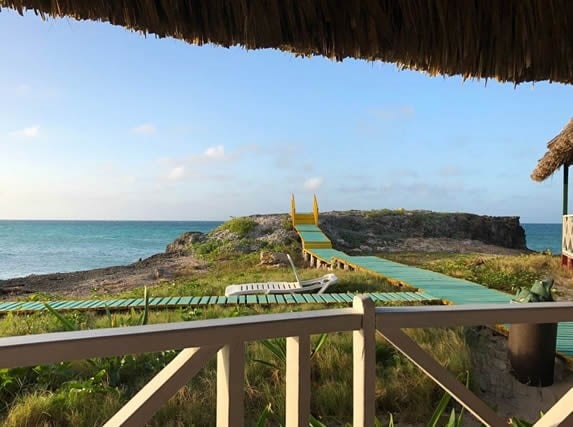 colorful wooden path near the sea